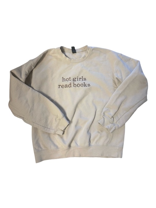 Tops - Crew Neck Graphic Sweatshirt "hot girls read books"